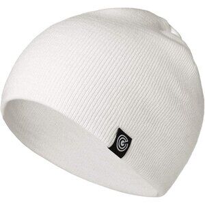 Unisex White 100% Acrylic Ribbed Soft Knit Warm and Durable Winter Beanie Cap